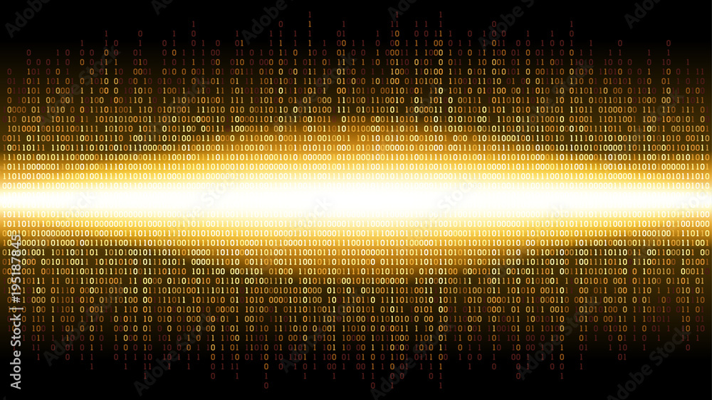 Poster binary abstract background with bright radiance in the digital space, glowing cloud of big data, str