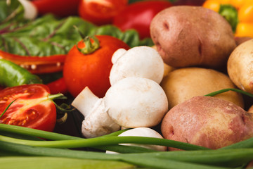 Heap of fresh vegetables background