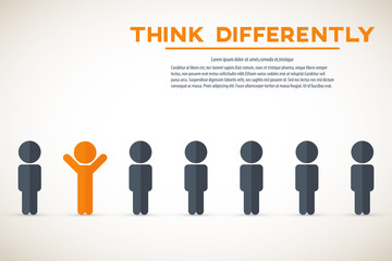 Think differently - Being different, move for success in life - standing out from the crowd by different thinking