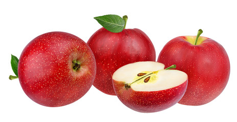 Fresh red apple isolated on white background with clipping path