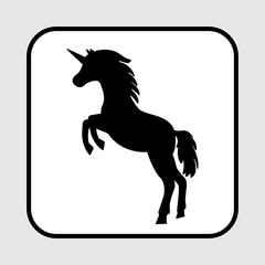 Unicorn icon, black silhouette. Vector illustration