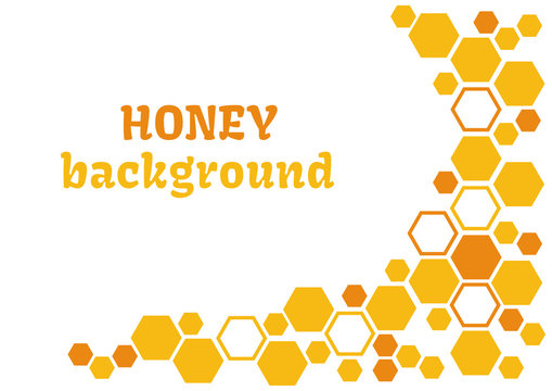 Honey Abstract Background With Yellow And Orange Honeycomb. Vector Illustration.