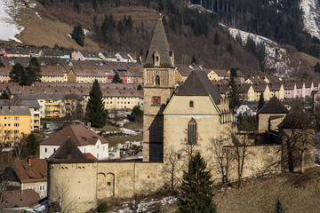 Fototapeta na wymiar The St. Oswald fortified church in Austria