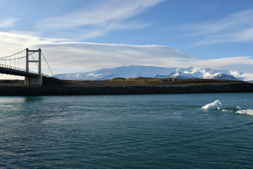 Naklejka premium Iceland Jokulsarlon glacier lake and Diamond beach Vatnajokull