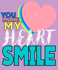 Typography slogan with cute heart vector for t shirt printing and embroidery, Graphic tee and printed tee