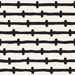 Hand drawn style ethnic seamless pattern. Abstract grungy geometric background in black and white.