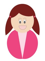 Menina ruiva com roupa cor de rosa