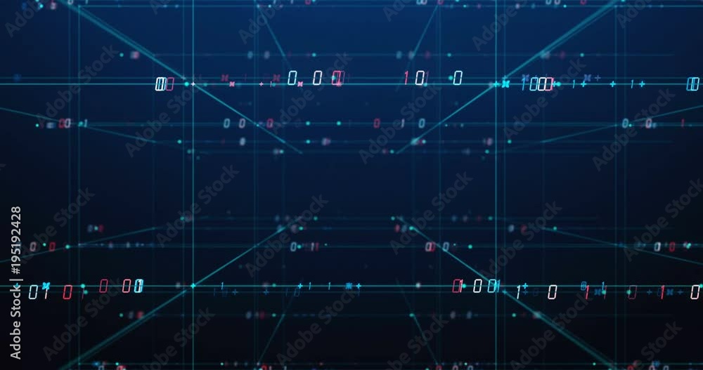 Poster digital grid and number in virtual space ,represent data connections and global network concept,4k s