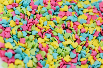 colored sweet sprinkled icing for Easter close-up