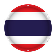 round metallic flag of Thailand with screw holes