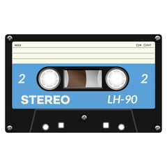 Vintage audio cassette tape, realistically looking design.