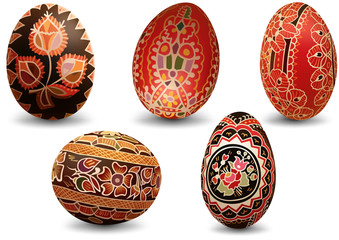 Colorful Painted Easter Eggs - Richly Decorated Eggs Illustration, Vector