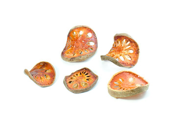 dried bael isolate on white background