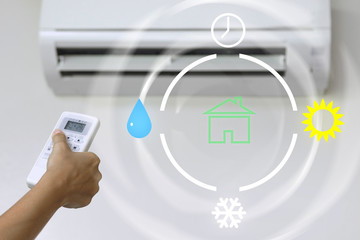 Settings of climate control in your smart house - obrazy, fototapety, plakaty