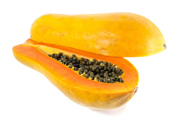 papaya slice isolate on white background