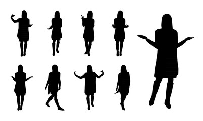 Vector silhouettes of gesturing woman