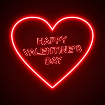 Happy Valentines day card neon style background