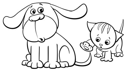 puppy and kitten characters cartoon color book