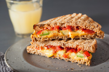 grilled cheese sandwich with avocado and tomato