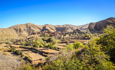 Desert road with Atlas Mountains, Morocco