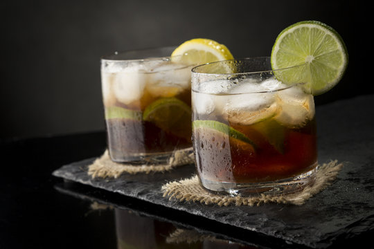 Two Cuba Libre Cocktails