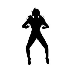 Obraz premium Vector silhouette of woman who jump on white background.