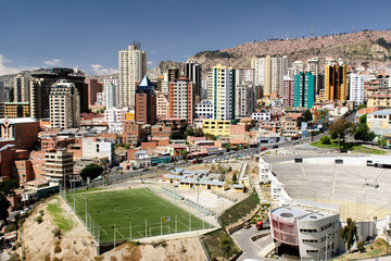 The governmental capital of Bolivia. The city's building cling to the sides of the canyon and spill spectaculary downwards