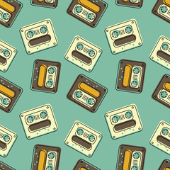 Funky tape mix seamless pattern. Authentic design for digital and print media.