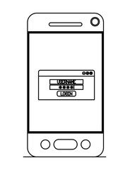 smartphone device with login menu vector illustration design