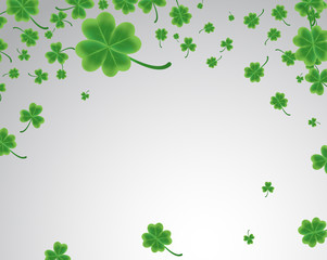 Saint Patrick's Day greeting card with sparkled green clover leaves and on background - Happy St. Patricks Day