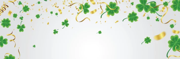 Foto op Canvas Celebration Happy St. Patrick's day lettering on sparkling dark green clover shamrock on transparent background. Art design festive fun decor glitters. Abstract concept graphic tinsel element . © Sompong