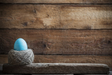 Easter eggs on old wooden background