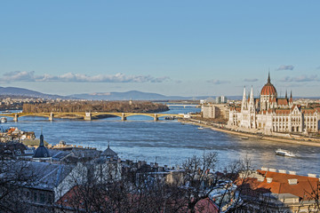 Cityscape with river in Budapest