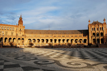 Naklejka premium Panoramic view of Plaza de Espana in Seville, Spain