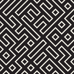 Stylish lines lattice. Ethnic monochrome texture. Abstract geometric background design. Vector seamless pattern.