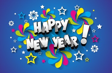 Happy new year celebration greeting card design