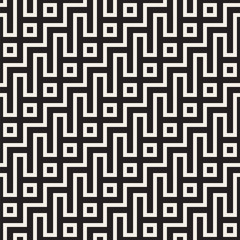 Stylish lines lattice. Ethnic monochrome texture. Abstract geometric background design. Vector seamless pattern.