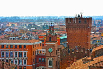 the historic center seen from the Este castle- February Ferrara Italy