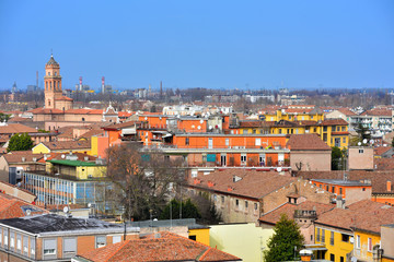 the historic center seen from the Este castle-  Ferrara Italy
