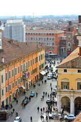 the historic center seen from the Este castle- February Ferrara Italy