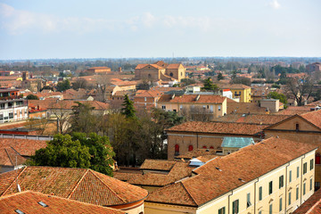 the historic center seen from the Este castle- February Ferrara Italy