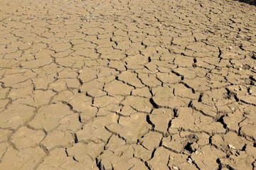 Dry clay in empty lake, in Spain