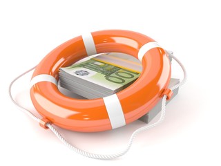 Life buoy with euro currency