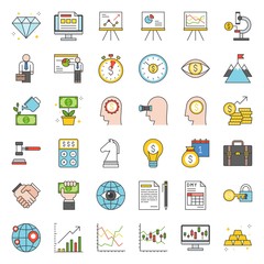 Finance Investment and analyze icon, filled outline