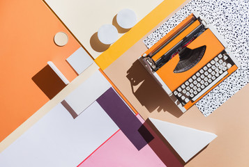 Abstract geometrical compostion/background with typing machine.