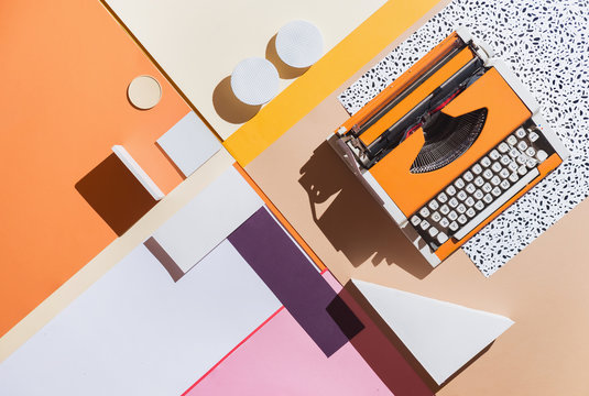 Abstract geometrical compostion/background with typing machine. - Powered by Adobe