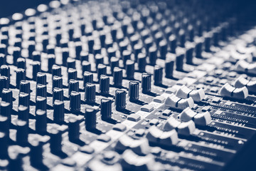 audio mixing console, music background. recording concept