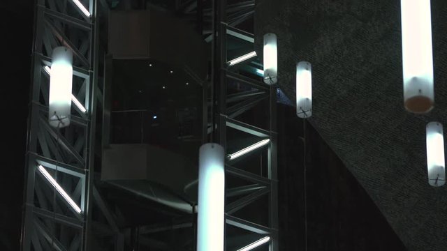 Tilt down of the elevator at Turda Salt Mine
