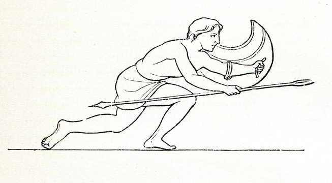Peltast - soldier of light infantry in ancient greek warfare (from Meyers Lexikon, 1896, 13/637)