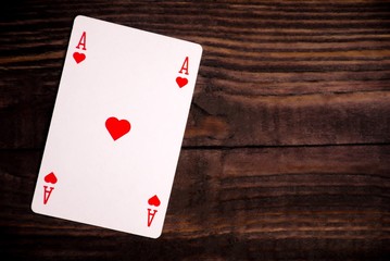 Plaing cards on wood